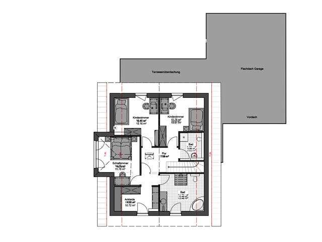 Fertighaus Haus 9 von Detmolder Fachwerkhaus Ausbauhaus ab 240000€, Satteldach-Klassiker Grundriss 2