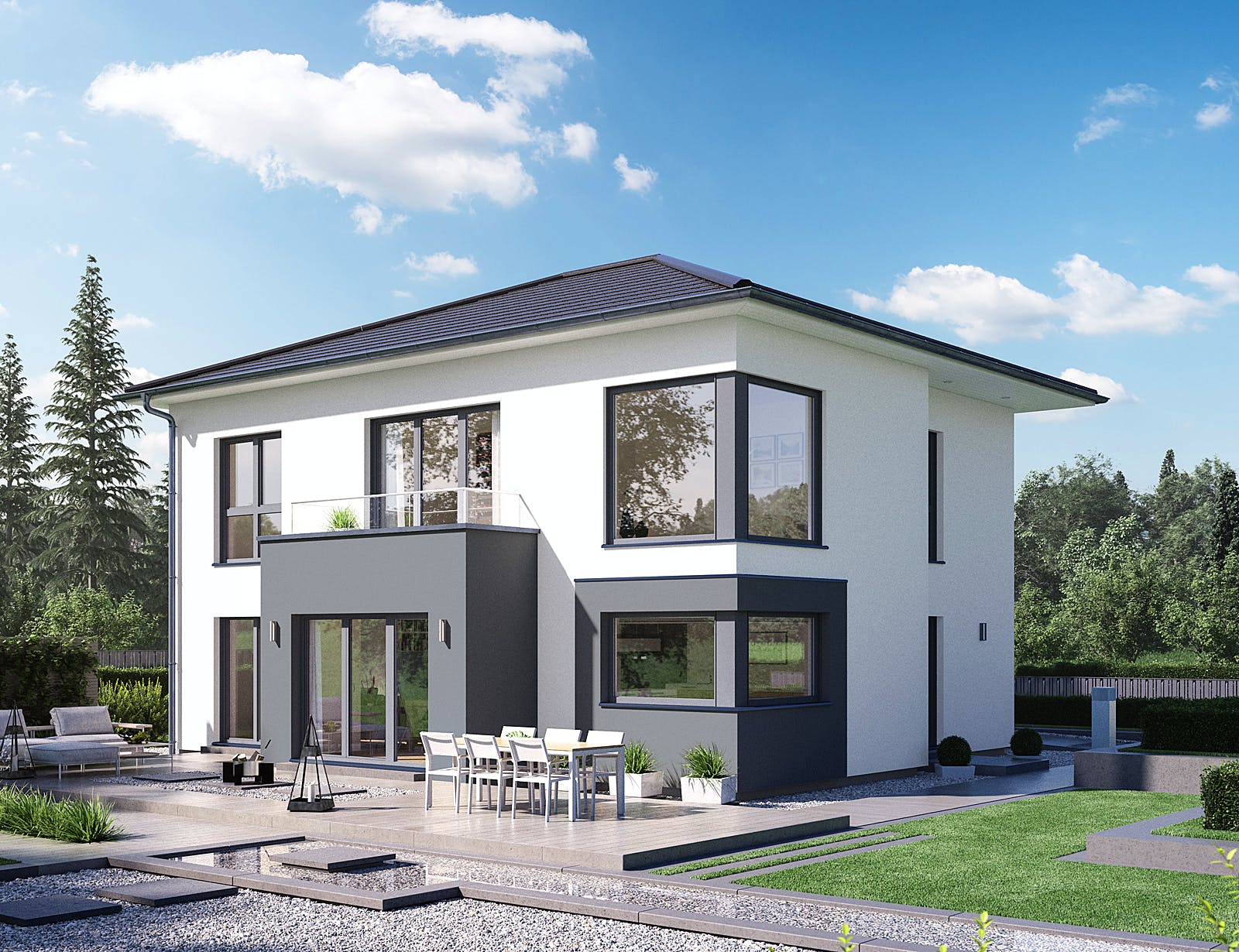 Fertighaus Selection-E-175 E4 von SCHWABENHAUS Schlüsselfertig ab 468028€, Stadtvilla Außenansicht 1