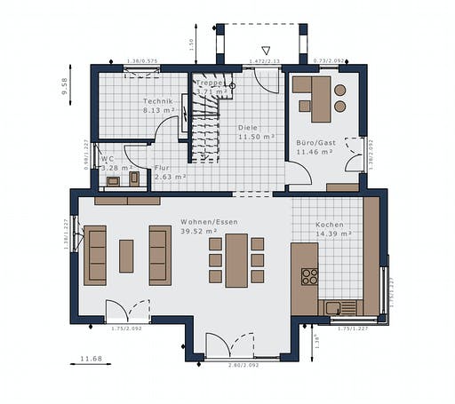 Fertighaus Selection-E-175 E5 von Schwabenhaus Schlüsselfertig ab 453940€, Cubushaus Grundriss 1
