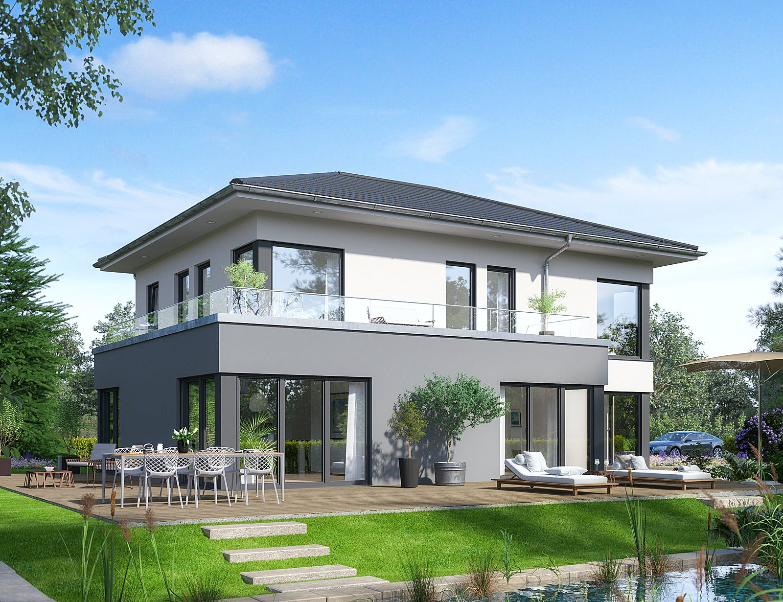 Fertighaus Selection-E-169 E5 von SCHWABENHAUS Schlüsselfertig ab 481120€, Stadtvilla Außenansicht 1