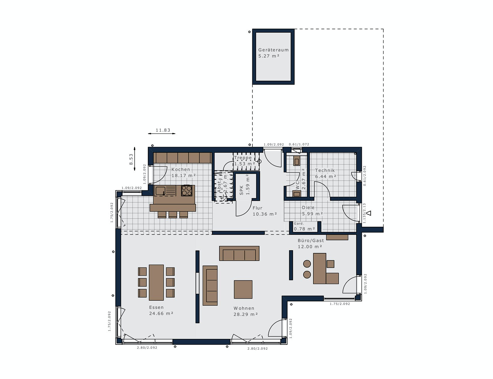 Fertighaus Selection-E-169 E5 von SCHWABENHAUS Schlüsselfertig ab 481120€, Stadtvilla Grundriss 1