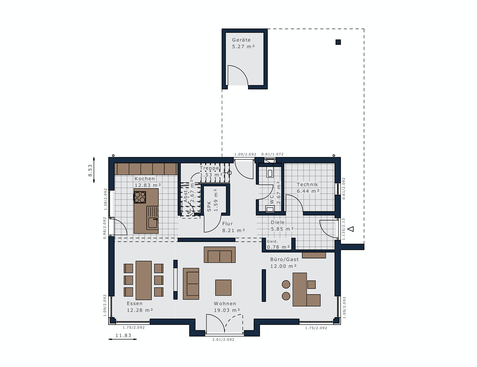Fertighaus Selection-E-169 E6 von SCHWABENHAUS Schlüsselfertig ab 474705€, Pultdachhaus Grundriss 1