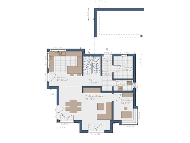 Fertighaus Sensation-E-132 E3 von SCHWABENHAUS Schlüsselfertig ab 380756€, Satteldach-Klassiker Grundriss 1