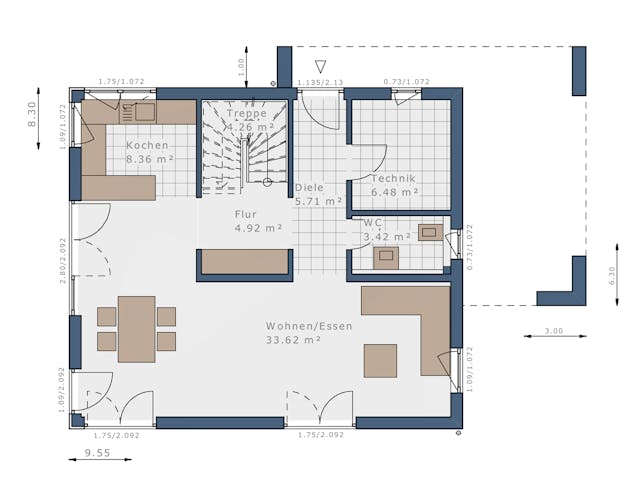 Fertighaus Sensation-E-132 E4 von SCHWABENHAUS Schlüsselfertig ab 379823€, Satteldach-Klassiker Grundriss 1