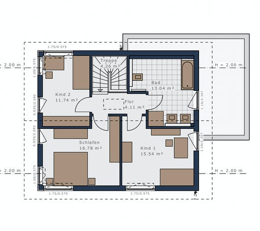 Fertighaus Sensation-E-132 E4 von Schwabenhaus Schlüsselfertig ab 367279€, Satteldach-Klassiker Grundriss 2