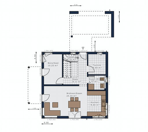 Fertighaus Sensation-E-133 E1 von Schwabenhaus Schlüsselfertig ab 355056€, Satteldach-Klassiker Grundriss 1