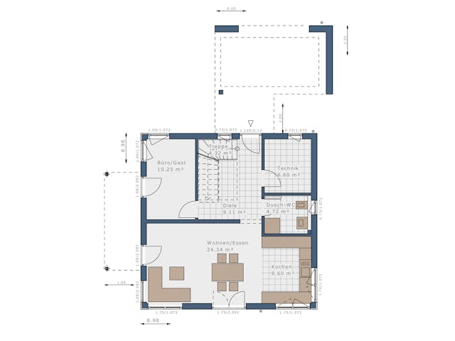 Fertighaus Sensation-E-133 E1 von SCHWABENHAUS Schlüsselfertig ab 394723€, Satteldach-Klassiker Grundriss 1