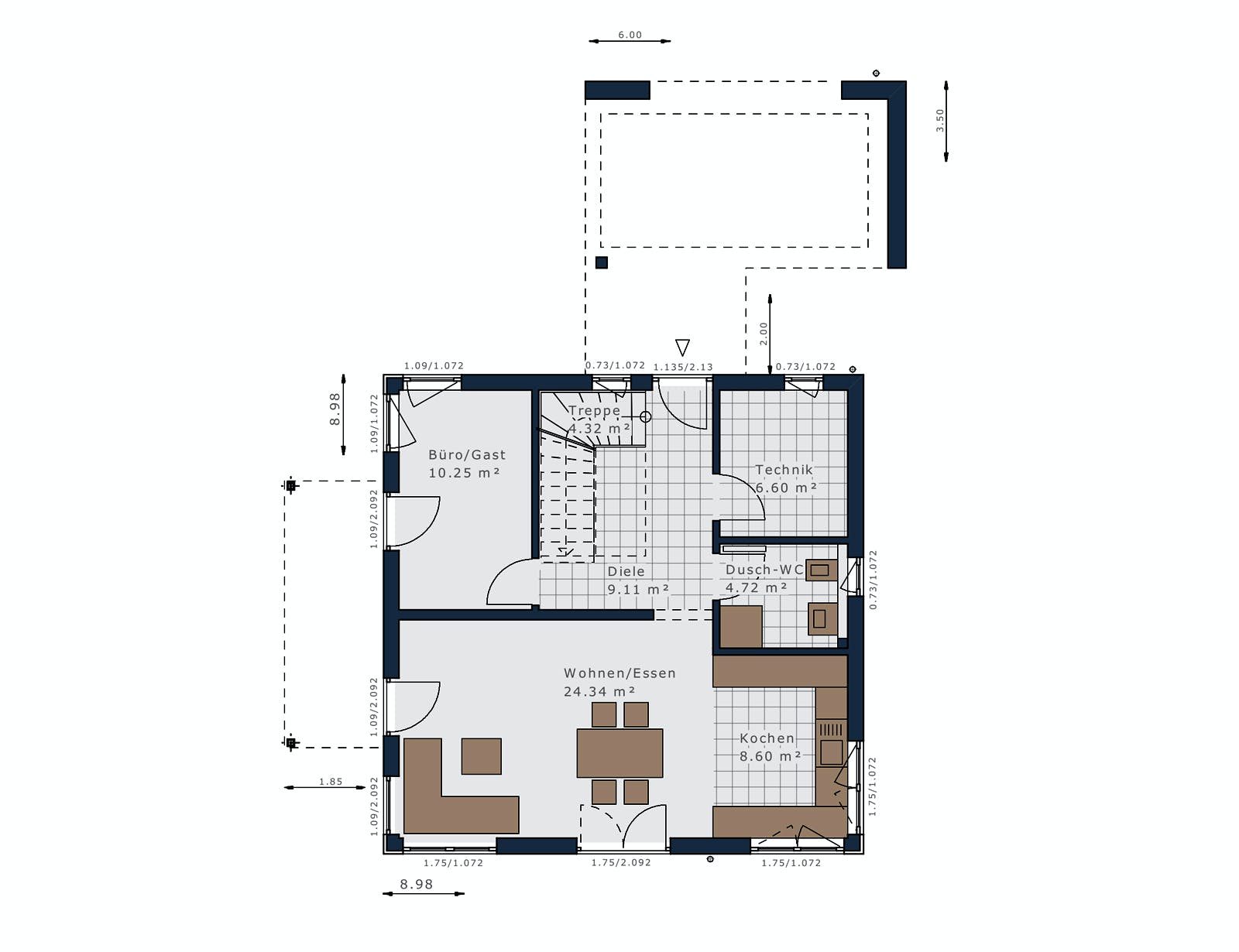 Fertighaus Sensation-E-133 E1 von SCHWABENHAUS Schlüsselfertig ab 355056€, Satteldach-Klassiker Grundriss 1