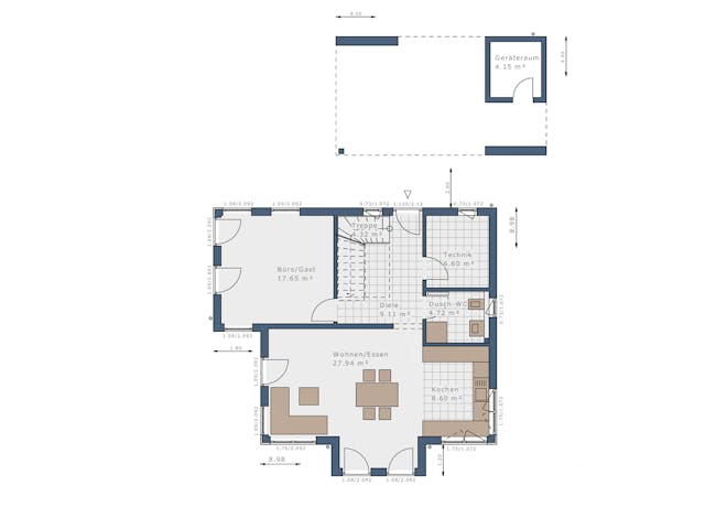 Fertighaus Sensation-E-133 E3 von SCHWABENHAUS Schlüsselfertig ab 394723€, Satteldach-Klassiker Grundriss 1