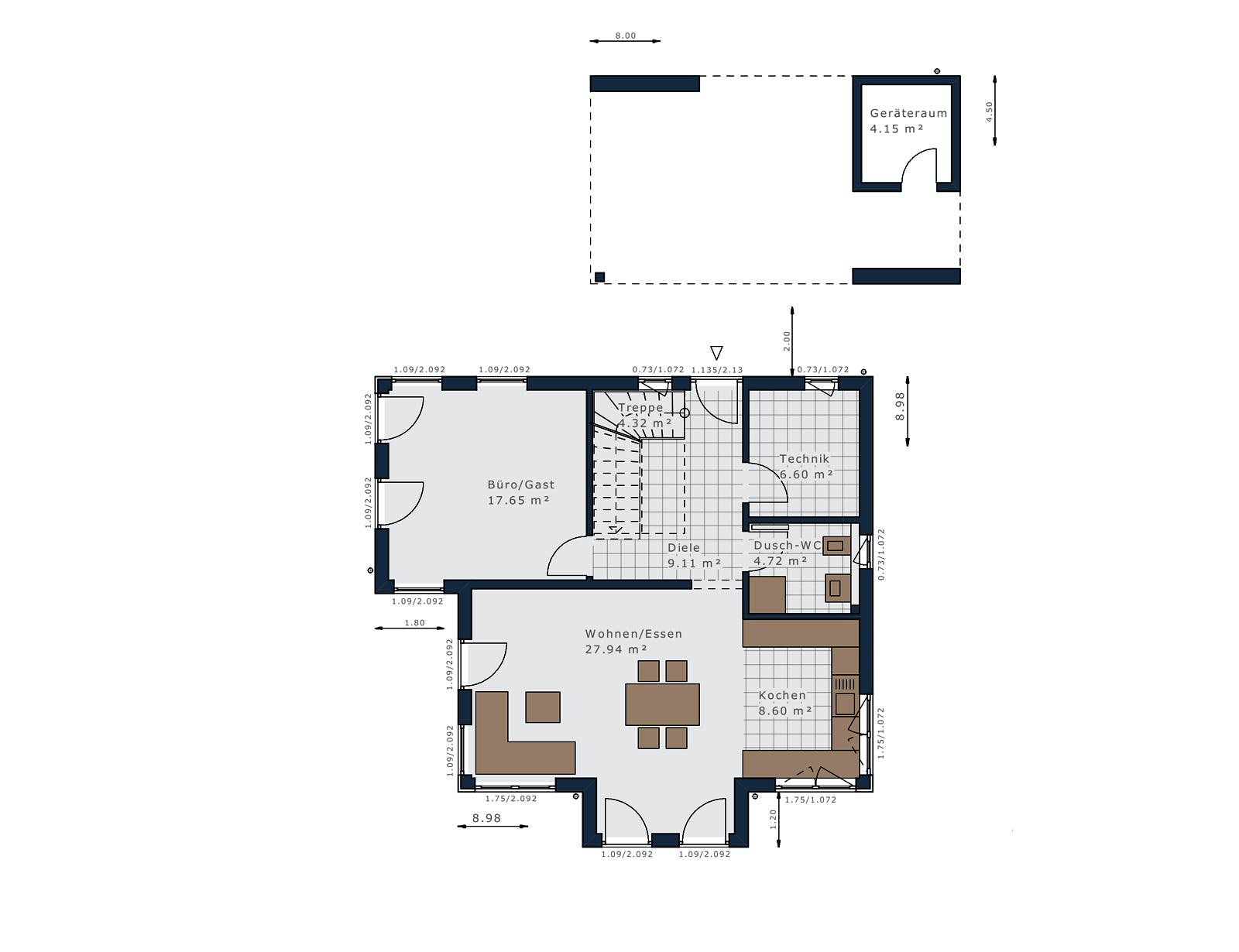 Fertighaus Sensation-E-133 E3 von SCHWABENHAUS Schlüsselfertig ab 355056€, Satteldach-Klassiker Grundriss 1