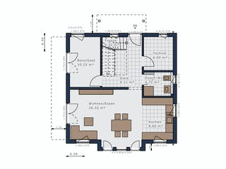 Fertighaus Sensation-E-133 E4 von SCHWABENHAUS Schlüsselfertig ab 393575€, Satteldach-Klassiker Grundriss 1