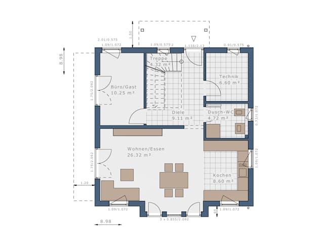 Fertighaus Sensation-E-133 E4 von SCHWABENHAUS Schlüsselfertig ab 393575€, Satteldach-Klassiker Grundriss 1