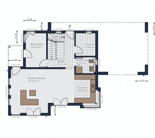Fertighaus Sensation-E-133 E6 von Schwabenhaus Schlüsselfertig ab 354241€, Satteldach-Klassiker Grundriss 1