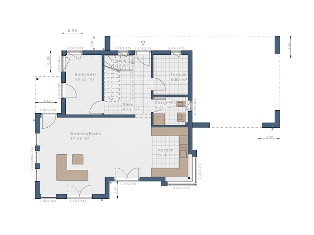 Fertighaus Sensation-E-133 E6 von SCHWABENHAUS Schlüsselfertig ab 393575€, Satteldach-Klassiker Grundriss 1