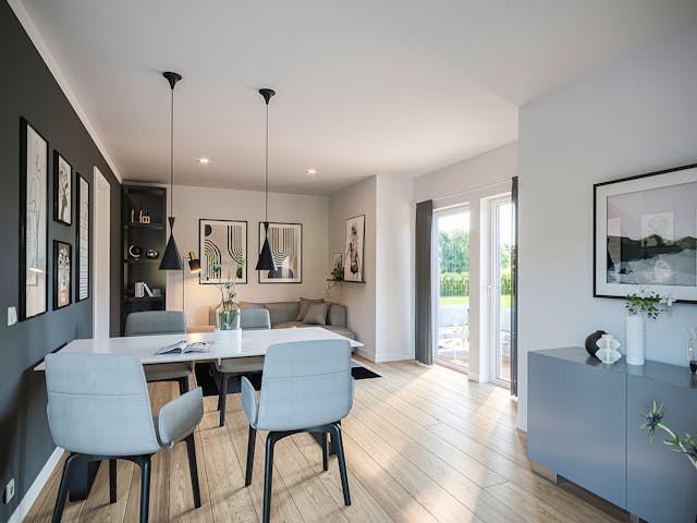 Fertighaus SmartSpace Doppelhäuser von SCHWABENHAUS Schlüsselfertig ab 304855€, Satteldach-Klassiker Außenansicht 5