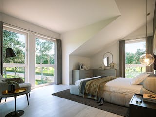 Fertighaus SmartSpace Doppelhäuser von SCHWABENHAUS Schlüsselfertig ab 308171€, Satteldach-Klassiker Außenansicht 6