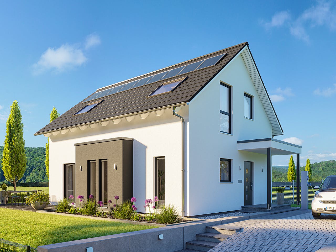 Fertighaus SmartSpace Einfamilienhäuser von SCHWABENHAUS Schlüsselfertig ab 295290€, Satteldach-Klassiker Außenansicht 1