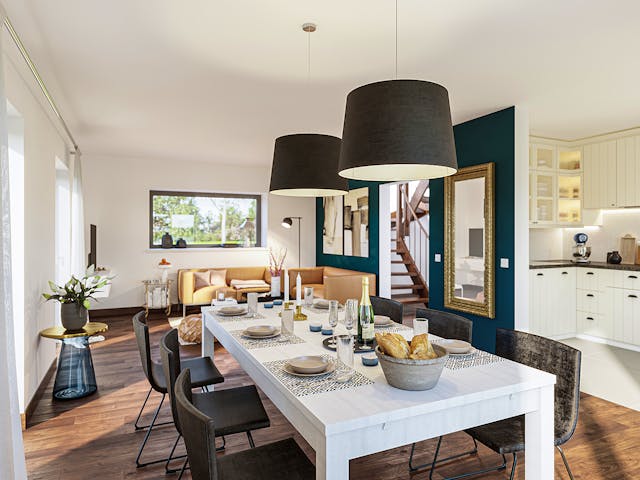 Fertighaus SmartSpace Einfamilienhäuser von SCHWABENHAUS Schlüsselfertig ab 295290€, Satteldach-Klassiker Außenansicht 2