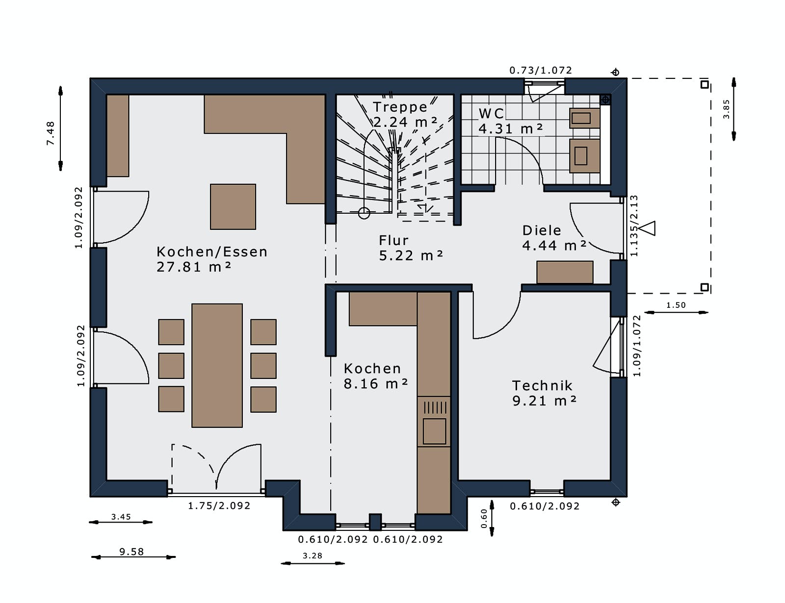 Fertighaus SmartSpace-E-120 E1 von SCHWABENHAUS Schlüsselfertig ab 295722€, Satteldach-Klassiker Grundriss 1