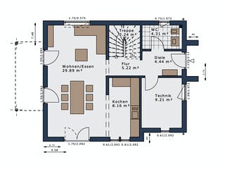 Fertighaus SmartSpace-E-120 E3 von SCHWABENHAUS Schlüsselfertig ab 338415€, Satteldach-Klassiker Grundriss 1