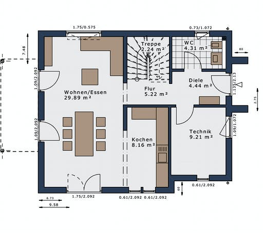 Fertighaus SmartSpace-E-120 E3 von Schwabenhaus Schlüsselfertig ab 296878€, Satteldach-Klassiker Grundriss 1