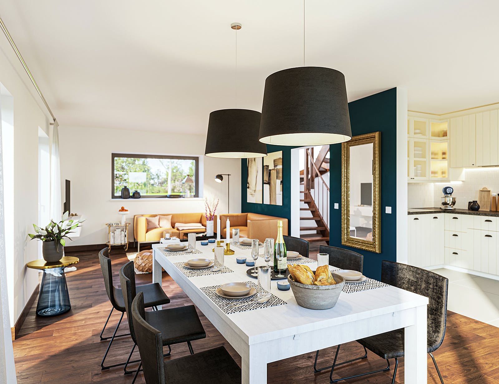Fertighaus SmartSpace-E-120 E3 von SCHWABENHAUS Schlüsselfertig ab 324199€, Satteldach-Klassiker Innenansicht 1