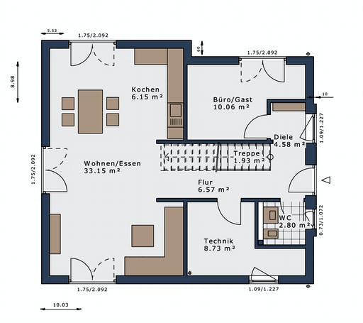 Fertighaus SmartSpace-E-140 E1 von Schwabenhaus Schlüsselfertig ab 330598€, Satteldach-Klassiker Grundriss 1