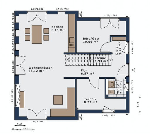 Fertighaus SmartSpace-E-140 E3 von Schwabenhaus Schlüsselfertig ab 330532€, Satteldach-Klassiker Grundriss 1