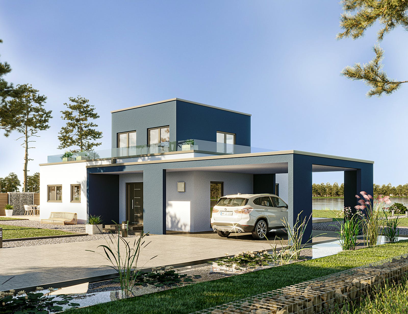 Fertighaus Solitaire-B-090 E5 von SCHWABENHAUS Schlüsselfertig ab 349263€, Bungalow Außenansicht 1