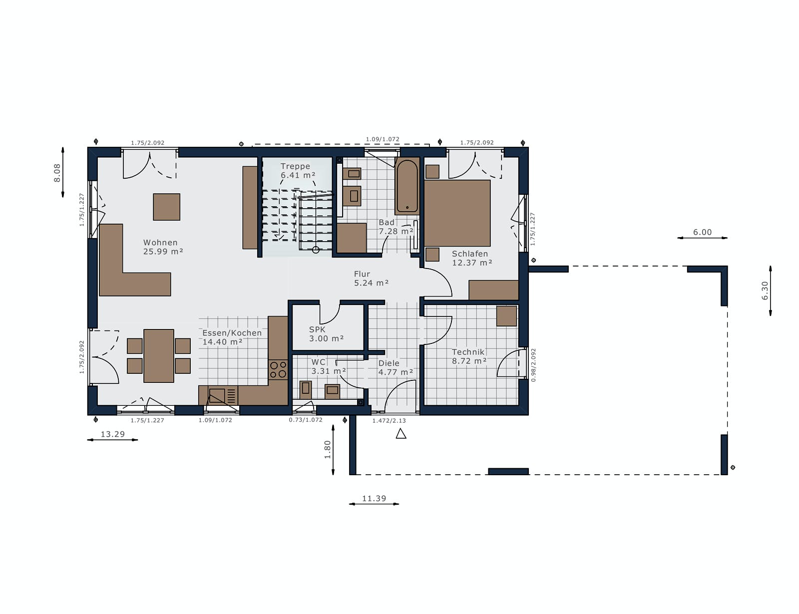 Fertighaus Solitaire-B-090 E5 von SCHWABENHAUS Schlüsselfertig ab 349263€, Bungalow Grundriss 1