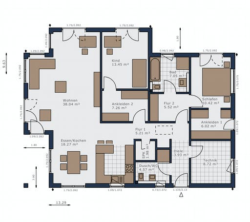 Fertighaus Solitaire-B-110 E3 von Schwabenhaus Schlüsselfertig ab 381696€, Bungalow Grundriss 1