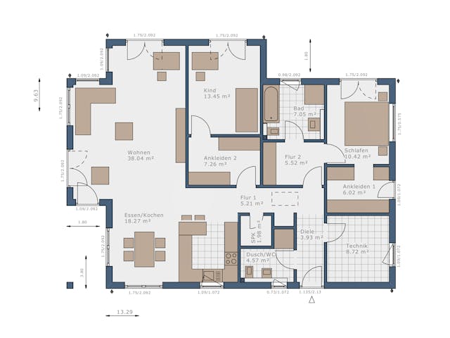 Fertighaus Solitaire-B-110 E3 von SCHWABENHAUS Schlüsselfertig ab 389173€, Bungalow Grundriss 1