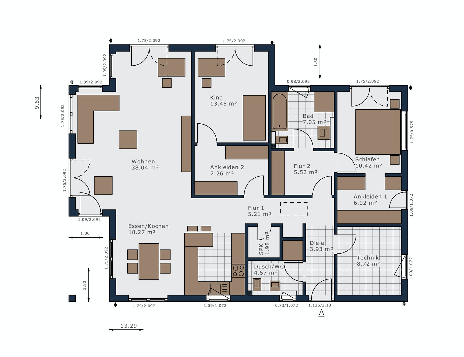 Fertighaus Solitaire-B-110 E3 von SCHWABENHAUS Schlüsselfertig ab 381696€, Bungalow Grundriss 1