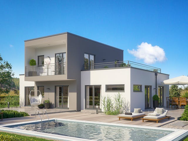 Fertighaus Solitaire-B-110 E6 von SCHWABENHAUS Schlüsselfertig ab 434547€, Bungalow Außenansicht 1 Fertighaus Solitaire-B-110 E6 von SCHWABENHAUS Schlüsselfertig ab 434547€, Bungalow Außenansicht 1