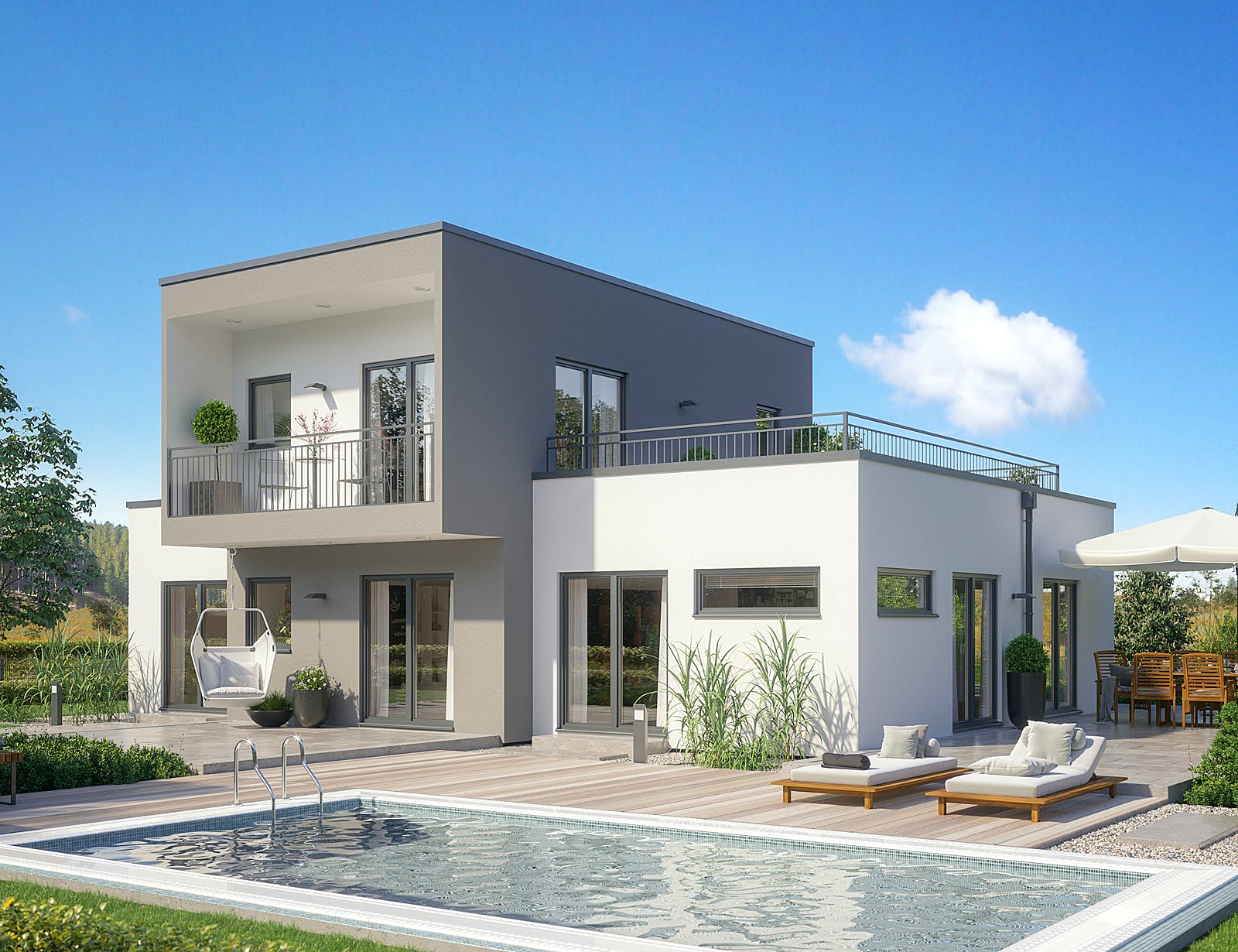 Fertighaus Solitaire-B-110 E6 von SCHWABENHAUS Schlüsselfertig ab 372197€, Bungalow Außenansicht 1