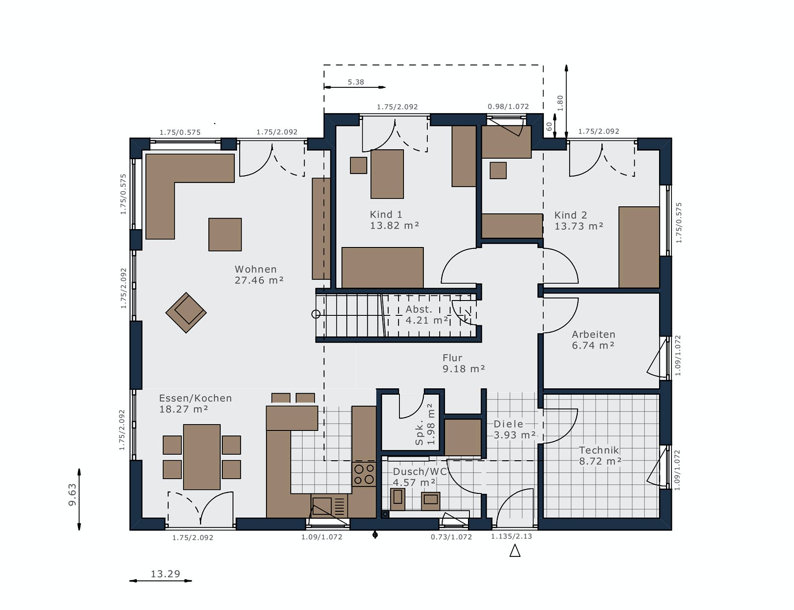Fertighaus Solitaire-B-110 E6 von SCHWABENHAUS Schlüsselfertig ab 372197€, Bungalow Grundriss 1