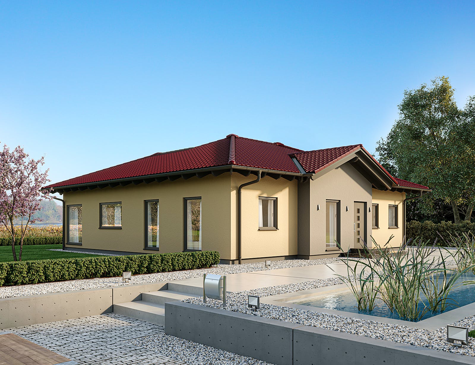 Fertighaus Solitaire-B-130 E1 von SCHWABENHAUS Schlüsselfertig ab 442764€, Bungalow Außenansicht 1