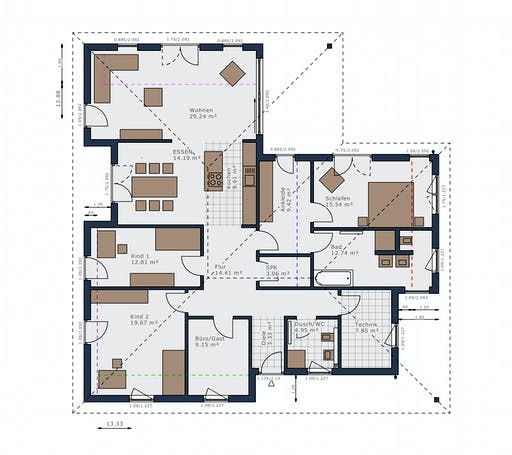 Fertighaus Solitaire-B-130 E4 von Schwabenhaus Schlüsselfertig ab 427076€, Bungalow Grundriss 1