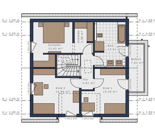 Fertighaus Solitaire-E-145 E2 von Schwabenhaus Schlüsselfertig ab 376616€, Satteldach-Klassiker Grundriss 2
