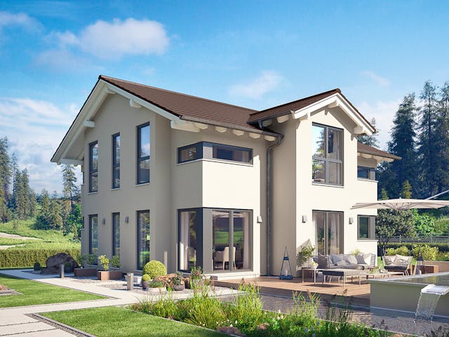 Fertighaus Solitaire-E-145 E5 von SCHWABENHAUS Schlüsselfertig ab 410348€, Satteldach-Klassiker Außenansicht 1