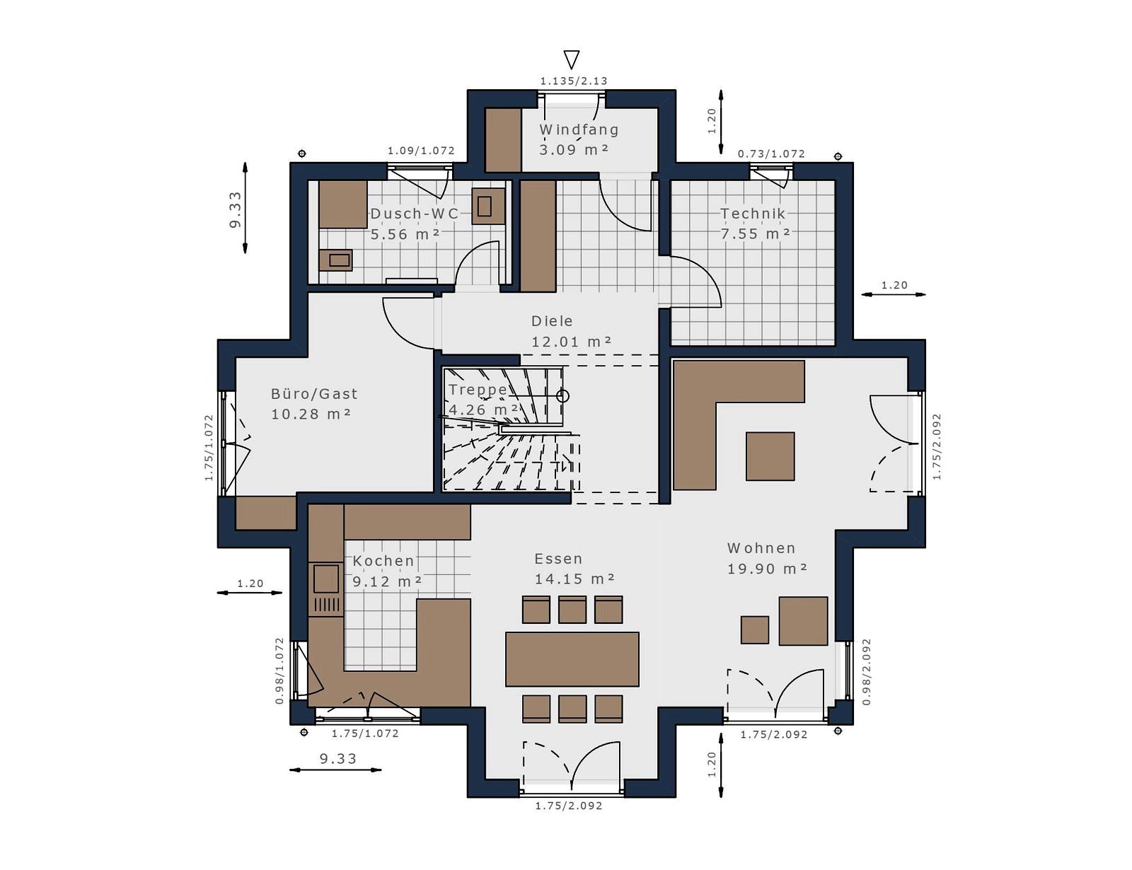 Fertighaus Solitaire-E-145 E7 von SCHWABENHAUS Schlüsselfertig ab 417033€, Stadtvilla Grundriss 1