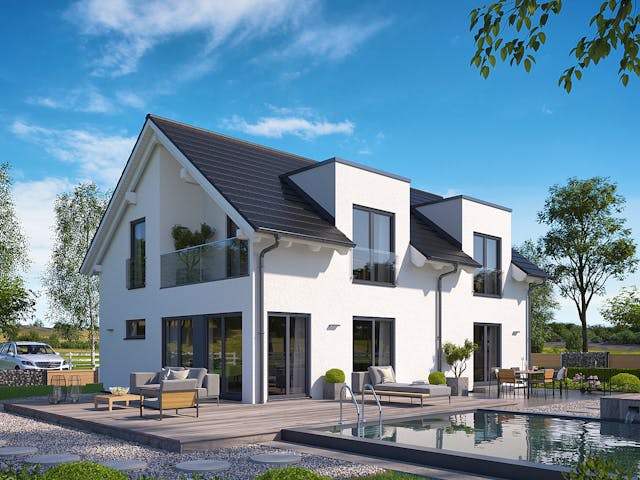 Fertighaus Solitaire-E-155 E1 von SCHWABENHAUS Schlüsselfertig ab 423227€, Satteldach-Klassiker Außenansicht 1