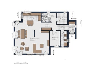 Fertighaus Solitaire-E-155 E4 von SCHWABENHAUS Schlüsselfertig ab 416945€, Satteldach-Klassiker Grundriss 1