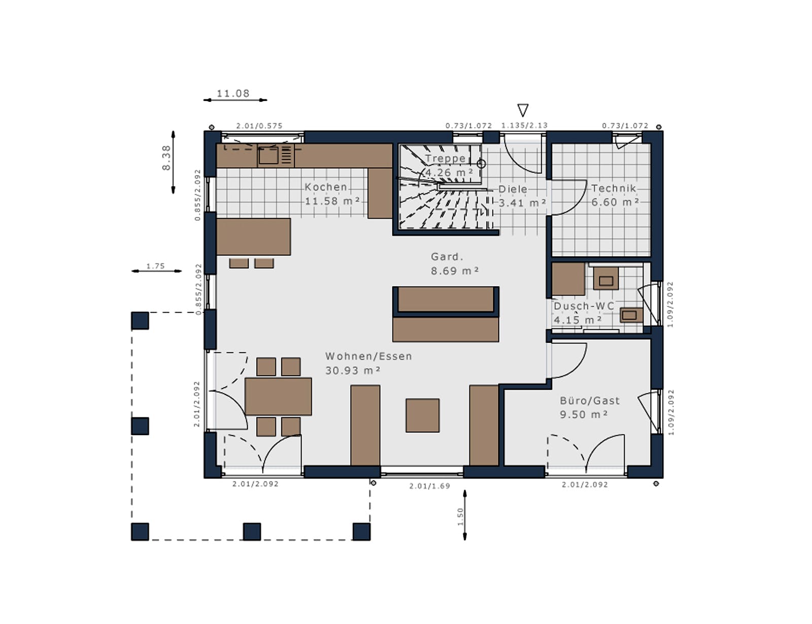 Fertighaus Solitaire-E-155 E7 von SCHWABENHAUS Schlüsselfertig ab 438235€, Stadtvilla Grundriss 1