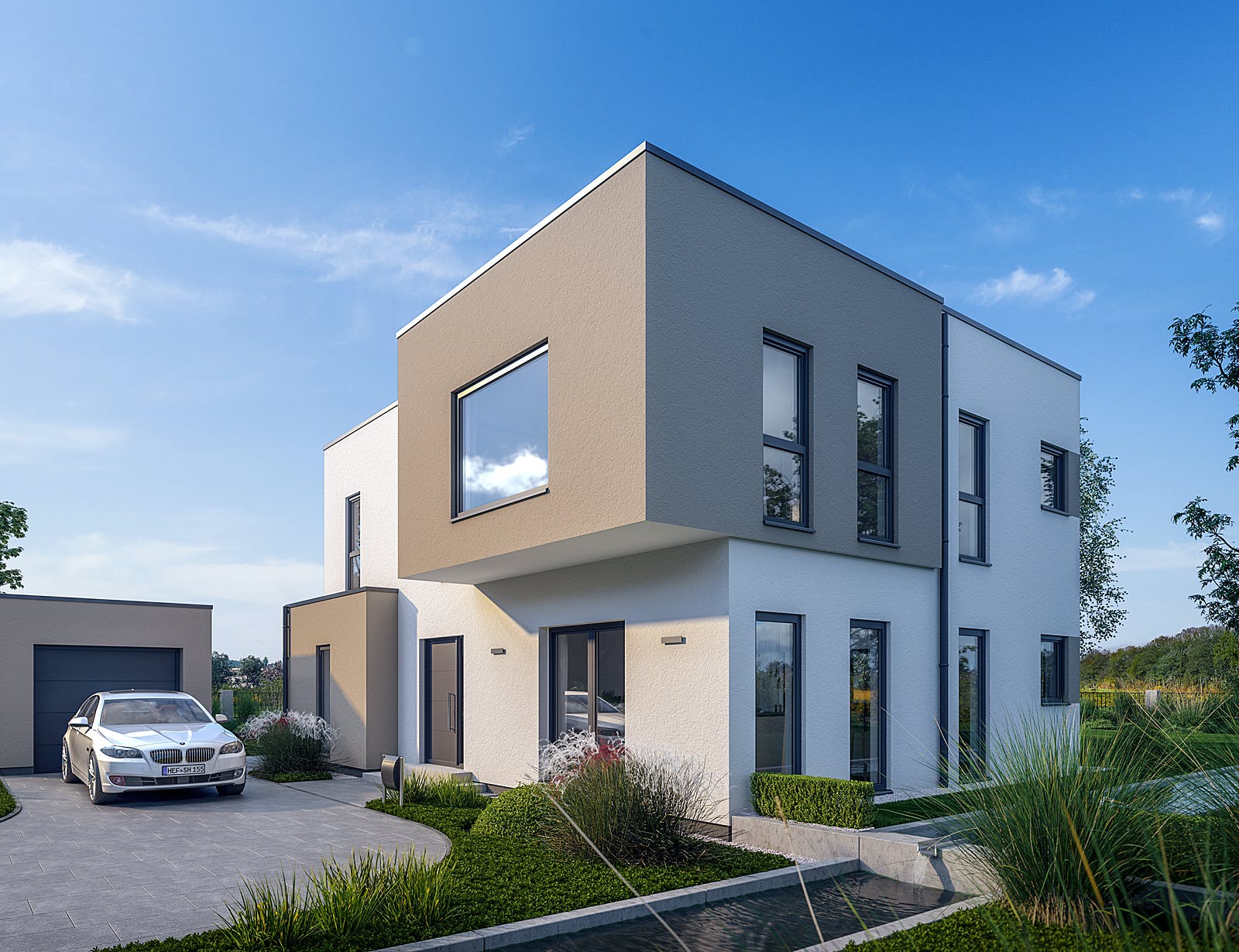 Fertighaus Solitaire-E-155 E9 von SCHWABENHAUS Schlüsselfertig ab 424573€, Cubushaus Außenansicht 1