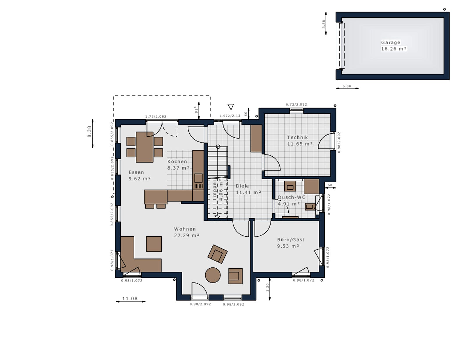 Fertighaus Solitaire-E-155 E9 von SCHWABENHAUS Schlüsselfertig ab 424573€, Cubushaus Grundriss 1