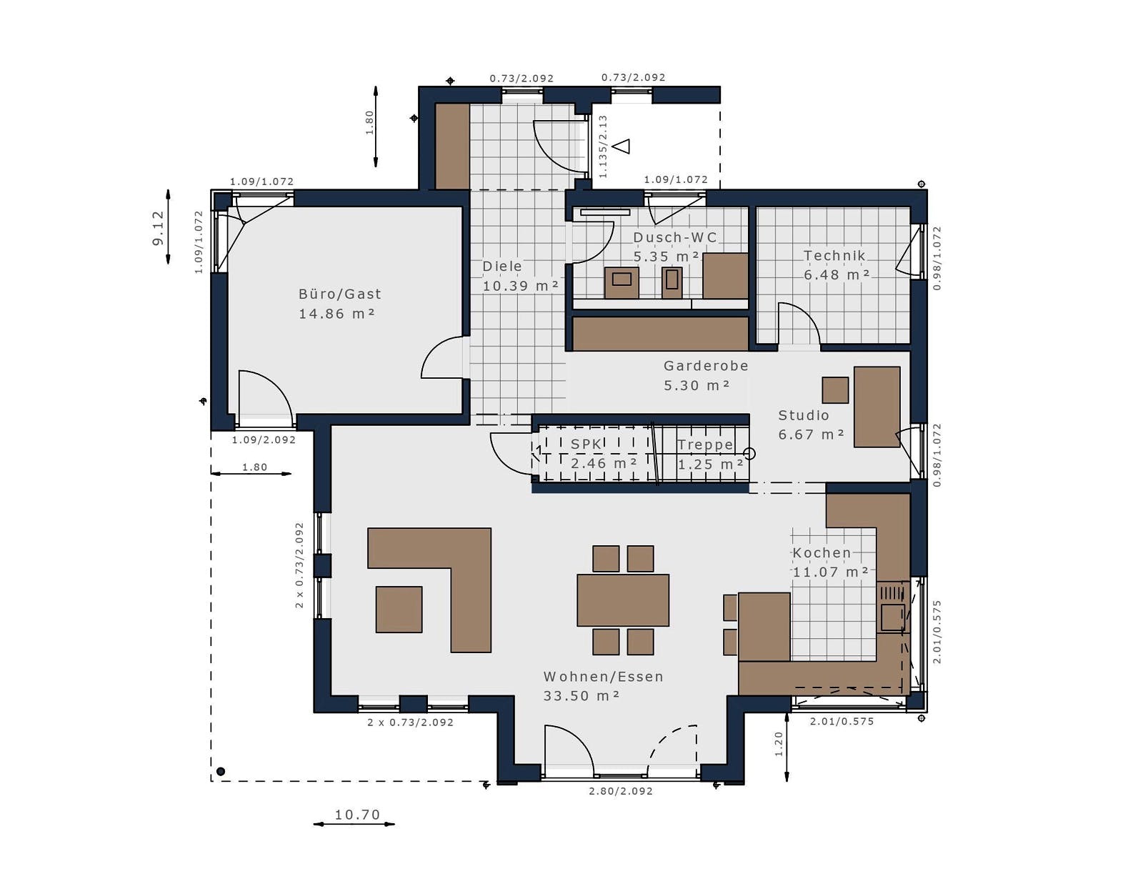 Fertighaus Solitaire-E-165 E3 von Schwabenhaus Schlüsselfertig ab 404426€, Satteldach-Klassiker Grundriss 1