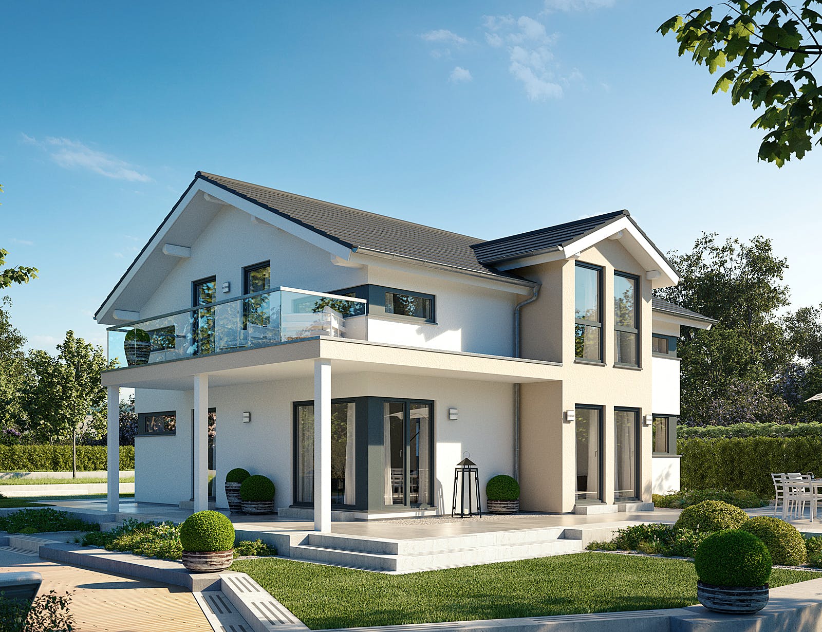 Fertighaus Solitaire-E-165 E4 von SCHWABENHAUS Schlüsselfertig ab 414429€, Satteldach-Klassiker Außenansicht 1