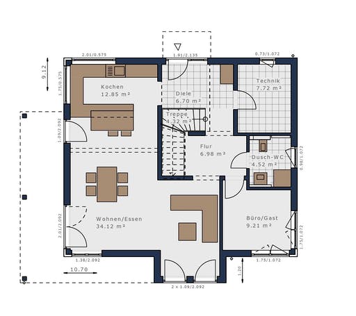 Fertighaus Solitaire-E-165 E4 von Schwabenhaus Schlüsselfertig ab 402657€, Satteldach-Klassiker Grundriss 1