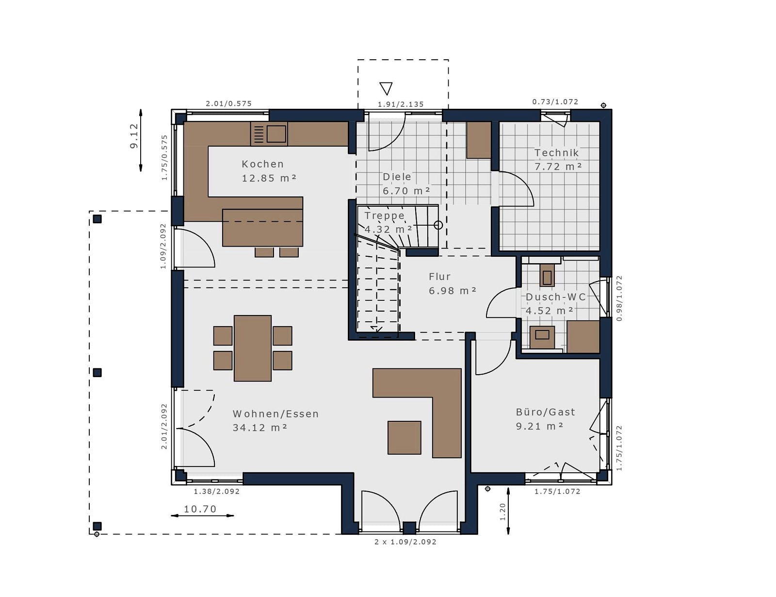 Fertighaus Solitaire-E-165 E4 von SCHWABENHAUS Schlüsselfertig ab 414429€, Satteldach-Klassiker Grundriss 1